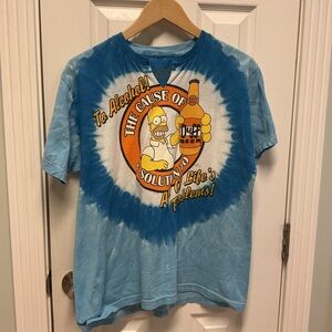 Liquid Blue The Simpsons 2013 Duff Beer Homer Tie Dye Shirt SZ L (read)